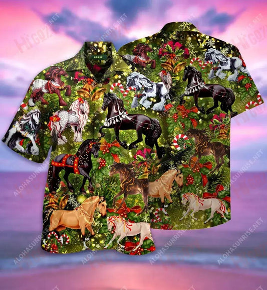 Horses Harmony Short Hawaiian Shirt Vacation Hawaiian T Shirts Tactical Hawaiian Shirt Funny Hawaiian Shirts, Hawaiian Shirt Gift, Christmas Gift