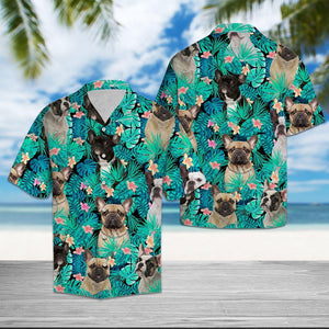 Wonderful French Bulldog Tropical Jungle Design Hawaiian Shirt,Hawaiian Shirt Gift, Christmas Gift