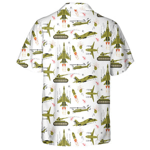 American Army Camo Transports Equipment Illustration Hawaiian Shirt, Hawaiian For Gift