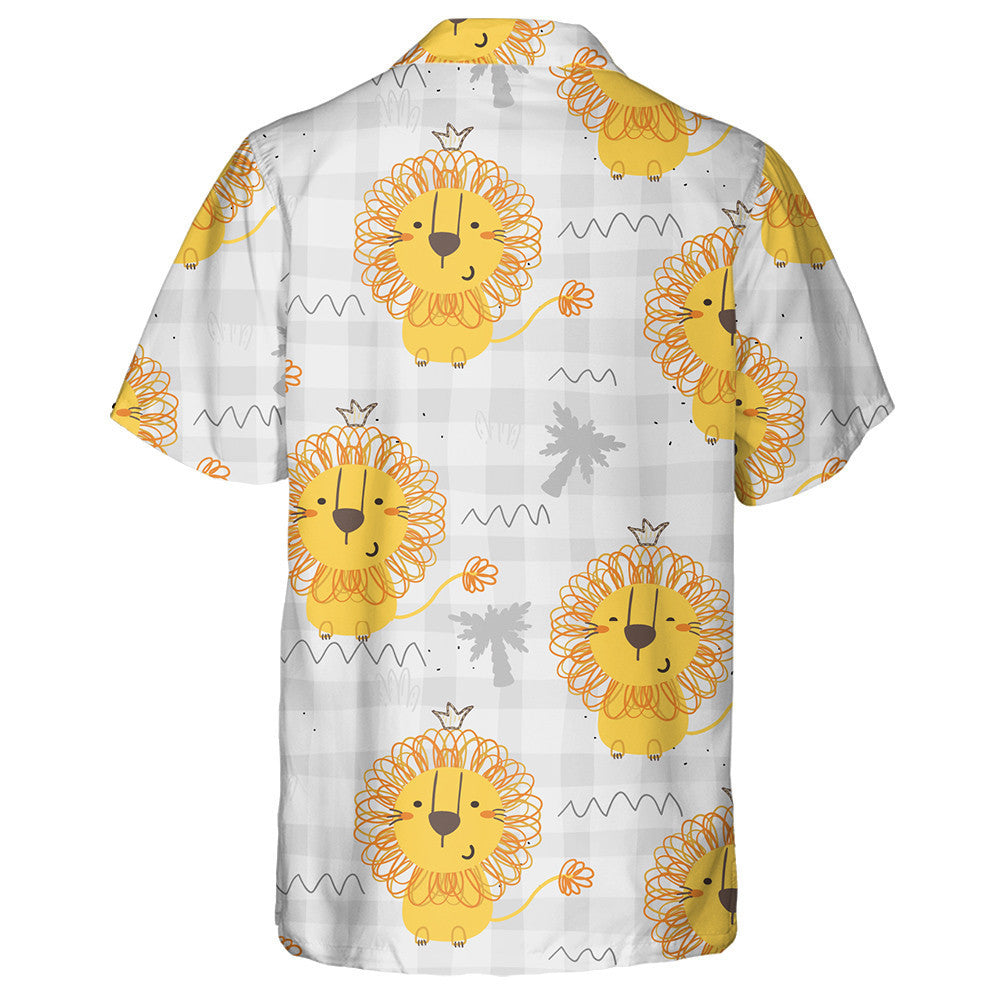 Beautiful Lion With Crown And Small Coconut Tree Hawaiian Shirt, Hawaiian Shirt Gift, Christmas Gift