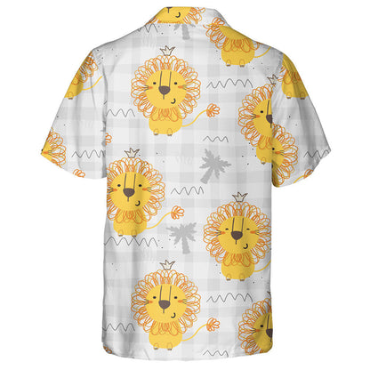 Beautiful Lion With Crown And Small Coconut Tree Hawaiian Shirt, Hawaiian Shirt Gift, Christmas Gift