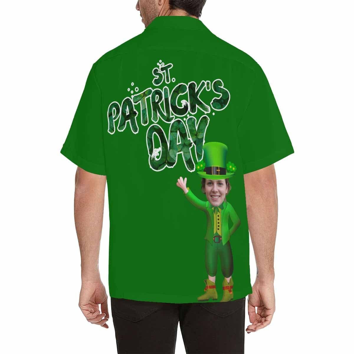 St Patrick's Day Leprechaun Say Hi Custom Photo Hawaiian Shirt, Hawaiian Shirt Gift, Christmas Gift