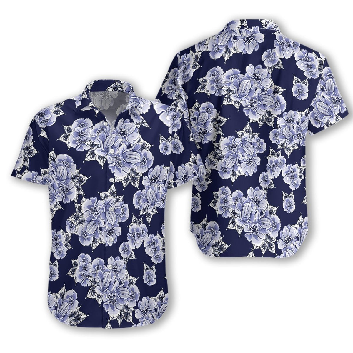Floral Flower On Blue Background Pattern Hawaiian Shirt,Hawaiian Shirt Gift, Christmas Gift