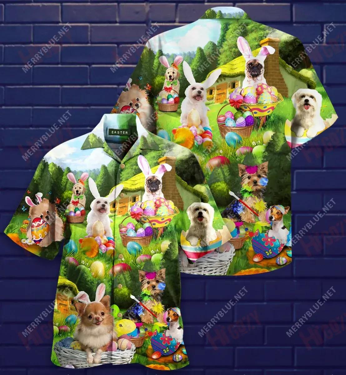 The Great Gift Of Easter Is A Puppy Unisex Hawaiian Shirt Vacation Short Sleeve Best Hawaiian Shirts Hawaiian Shirt Pattern, Hawaiian Shirt Gift, Christmas Gift