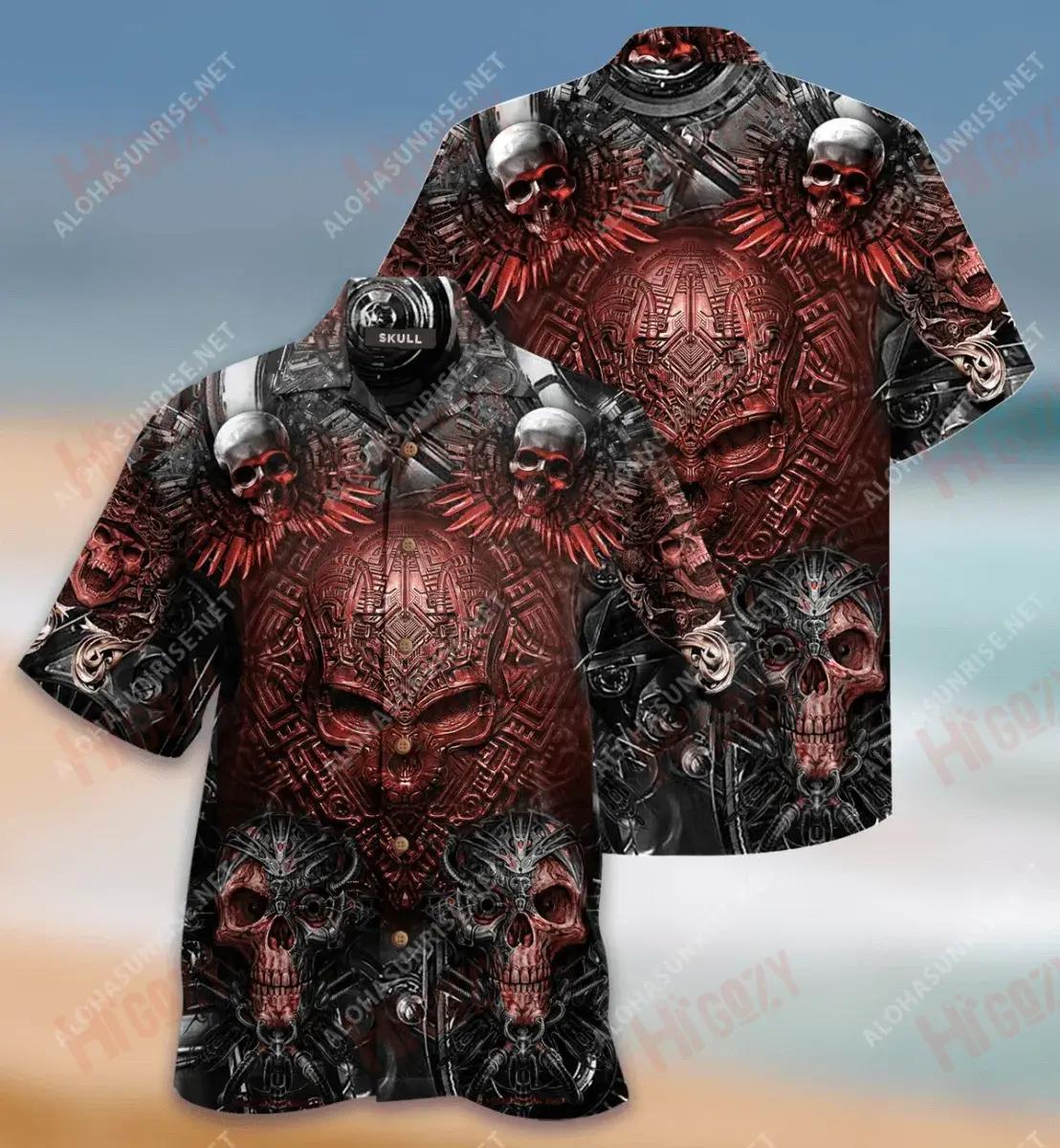 Skull Machine Short Hawaiian Shirt Ocean Tropical Shirts Vintage Hawaiian Shirts Hawaiian Shirt Pattern, Hawaiian Shirt Gift, Christmas Gift