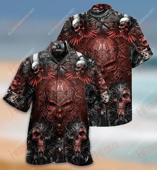 Skull Machine Short Hawaiian Shirt Ocean Tropical Shirts Vintage Hawaiian Shirts Hawaiian Shirt Pattern, Hawaiian Shirt Gift, Christmas Gift