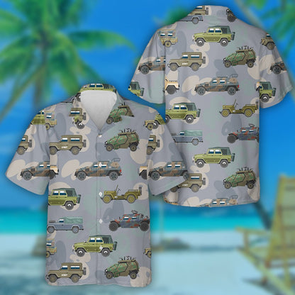 Army Military Vehicle Car Armored Camo Background Hawaiian Shirt, Hawaiian Shirt Gift, Christmas Gift