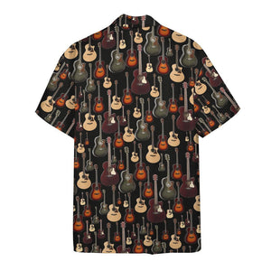 Acoustic Guitar Tropical Background Design Hawaiian Shirt, Hawaiian For Gift