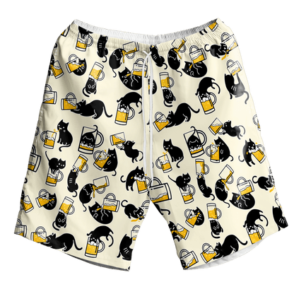 Black Cat Beer Pattern Design Hawaiian Shirt, Hawaiian For Gift