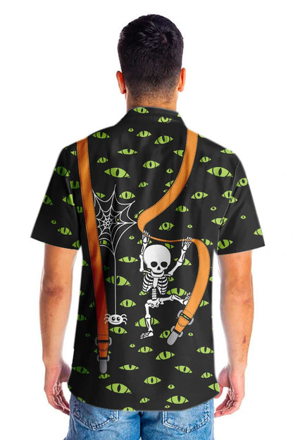 Great Halloween Skeleton And Monster Eyes Hawaiian Shirt,Hawaiian Shirt Gift, Christmas Gift