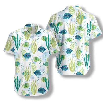 Fish Water Color Pattern Design Hawaiian Shirt,Hawaiian Shirt Gift, Christmas Gift