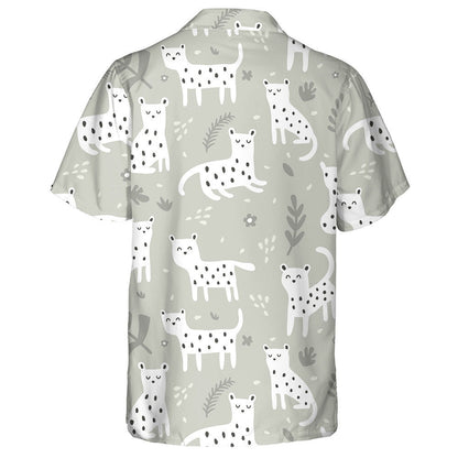 Wild African Leopard On Grey Background And Tropical Leaves Hawaiian Shirt, Hawaiian Shirt Gift, Christmas Gift