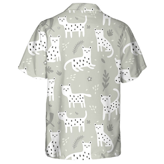 Wild African Leopard On Grey Background And Tropical Leaves Hawaiian Shirt, Hawaiian Shirt Gift, Christmas Gift