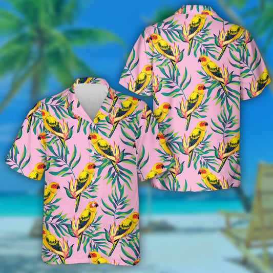 Beautiful Bird Parrots And Tropical Leaves Hawaiian Shirt, Hawaiian For Gift