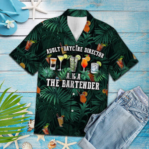 Adult Daycare Director The Bartender Tropical Leaves Hawaiian Shirt, Hawaiian Shirt Gift, Christmas Gift