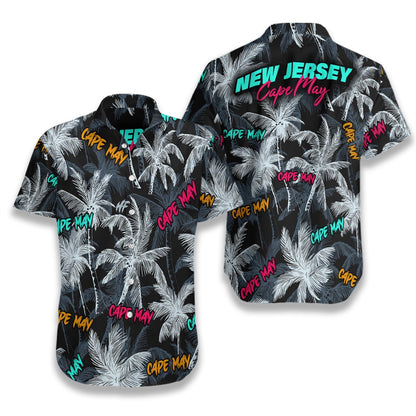 Cape May Coconut Tree Seamless Pattern Hawaiian Shirt, Hawaiian For Gift