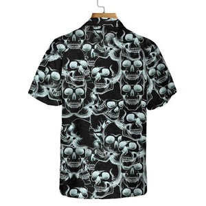 Skull Head Drawing Pattern Hawaiian Shirt,Hawaiian Shirt Gift, Christmas Gift