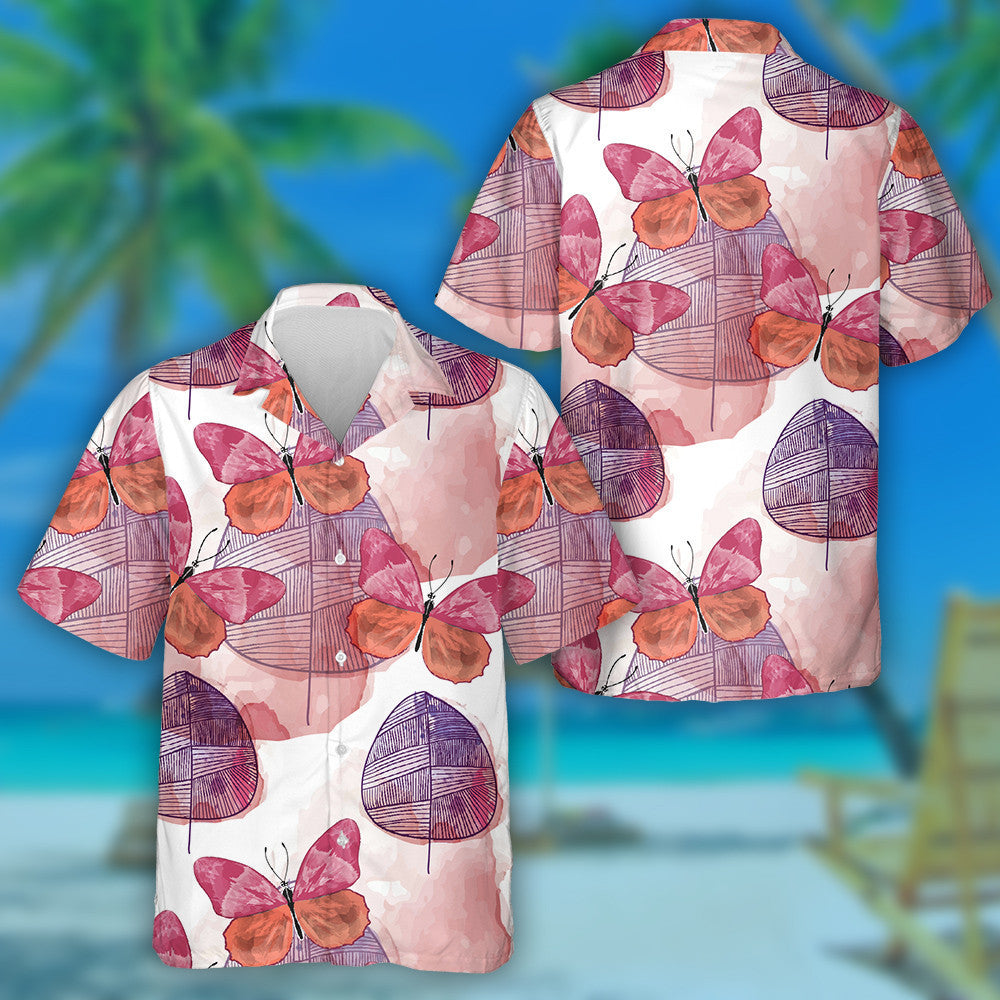 Theme Mystical Butterflies With Watercolor Leaves Hawaiian Shirt,Hawaiian Shirt Gift, Christmas Gift