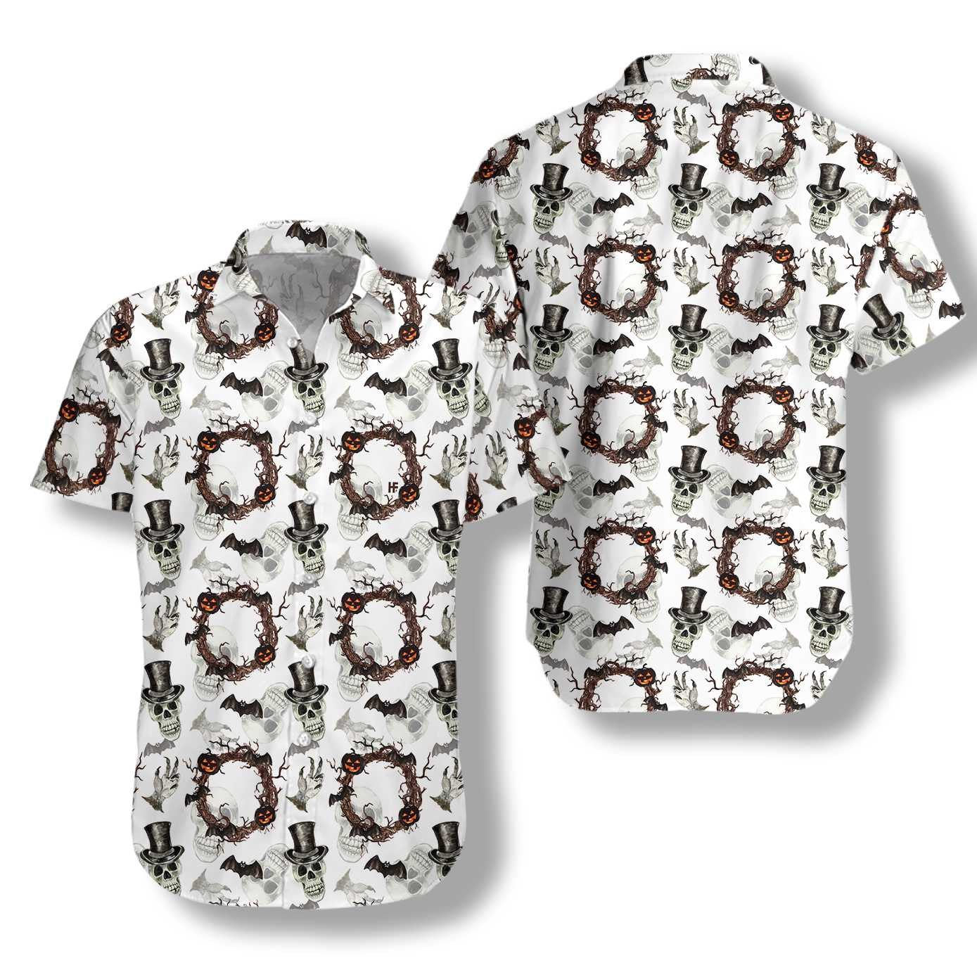 Festive Halloween With Gentleman Skull Colorful Hawaiian Shirt,Hawaiian Shirt Gift, Christmas Gift
