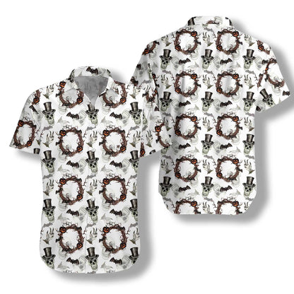 Festive Halloween With Gentleman Skull Colorful Hawaiian Shirt,Hawaiian Shirt Gift, Christmas Gift