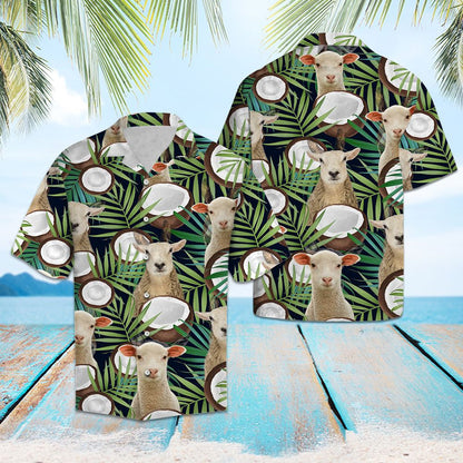 Sheep With Half Cut Coconut Hawaiian Shirt,Hawaiian Shirt Gift, Christmas Gift