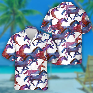 Amazing Colorful Galaxy Horse On White Hawaiian Shirt, Hawaiian For Gift