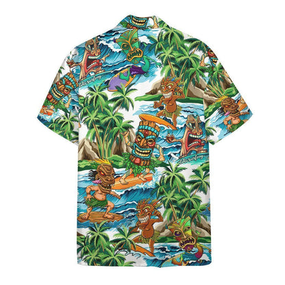 Tiki Tiki Surfing Combo Pattern Hawaiian Shirt,Hawaiian Shirt Gift, Christmas Gift