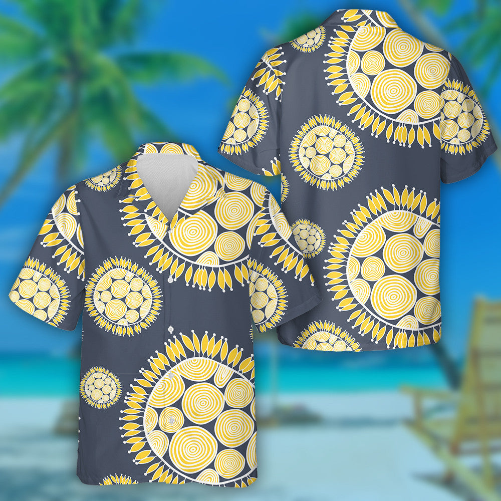 Fantastic Hand Drawn Geometry Inside Sunflower Middle Pattern Hawaiian Shirt, Hawaiian Shirt Gift, Christmas Gift