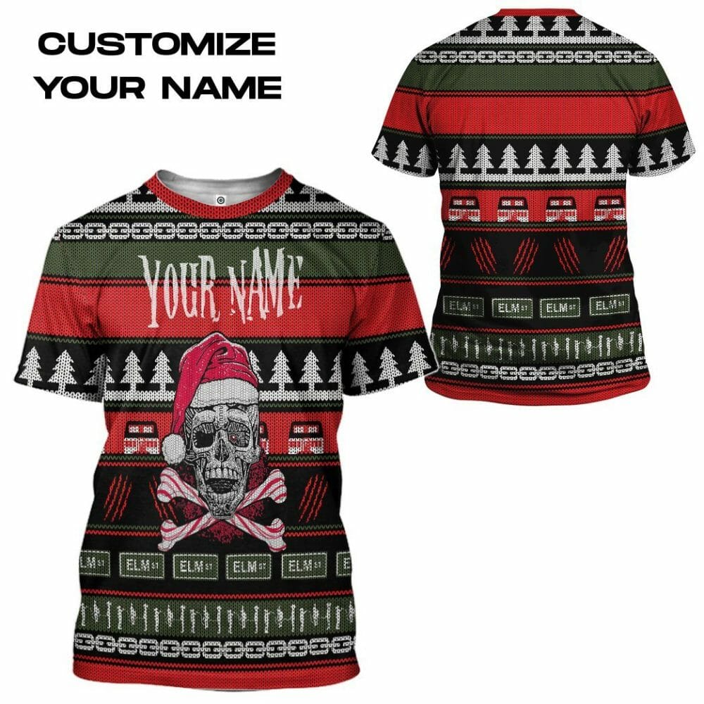 3D Custom Skul Hässliche Weihnachten T-Shirt Hoodie Bekleidung