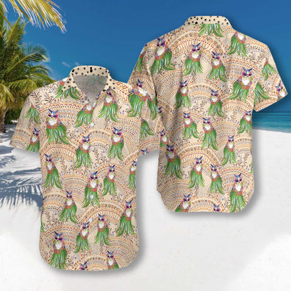 Cat Hula Ethnic Pattern Attractive Design Hawaiian Shirt, Hawaiian For Gift