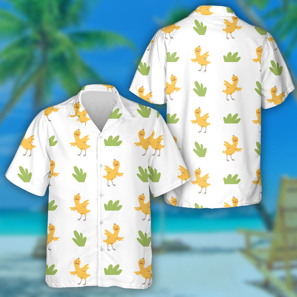 Funny Little Chicken Dancing With Grass Hawaiian Shirt,Hawaiian Shirt Gift, Christmas Gift