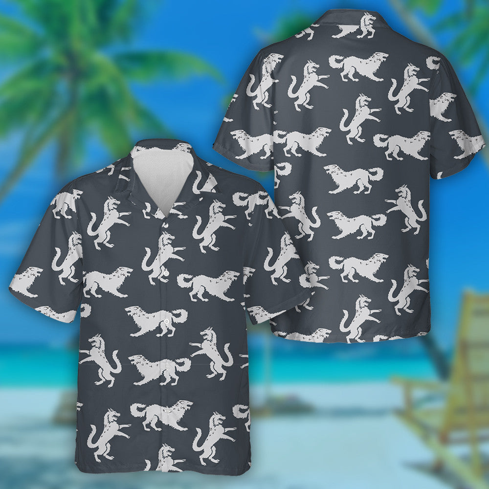 Ethnic White Wolf In Vintage Style Hawaiian Shirt,Hawaiian Shirt Gift, Christmas Gift