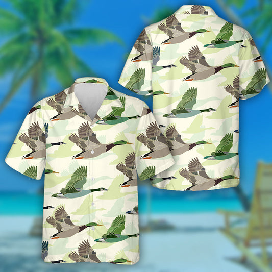 Hand Drawn With Geese And Ducks Hawaiian Shirt, Hawaiian For Gift