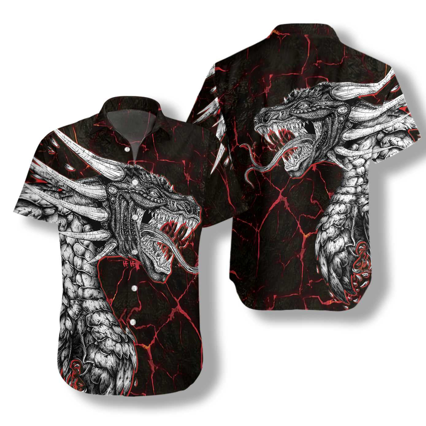Great Dragon In Dark Design Hawaiian Shirt, Hawaiian Shirt Gift, Christmas Gift