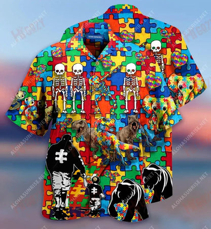It'S Ok To Be Different Autism Awareness Short Hawaiian Shirt Vacation Tropical Shirts Custom Hawaiian Shirts Funny Hawaiian Shirts, Hawaiian Shirt Gift, Christmas Gift