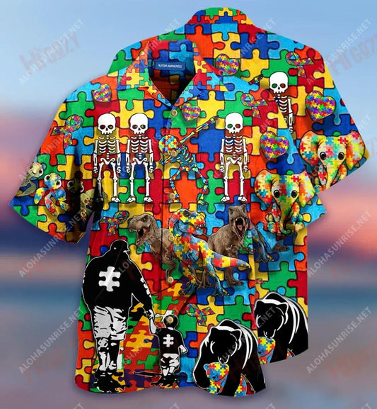 It'S Ok To Be Different Autism Awareness Short Hawaiian Shirt Vacation Tropical Shirts Custom Hawaiian Shirts Funny Hawaiian Shirts, Hawaiian Shirt Gift, Christmas Gift
