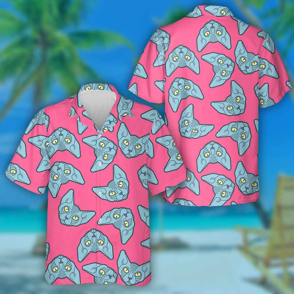 Fantasy Face Of Sphynx Cat With Gold Eyes Hawaiian Shirt, Hawaiian Shirt Gift, Christmas Gift