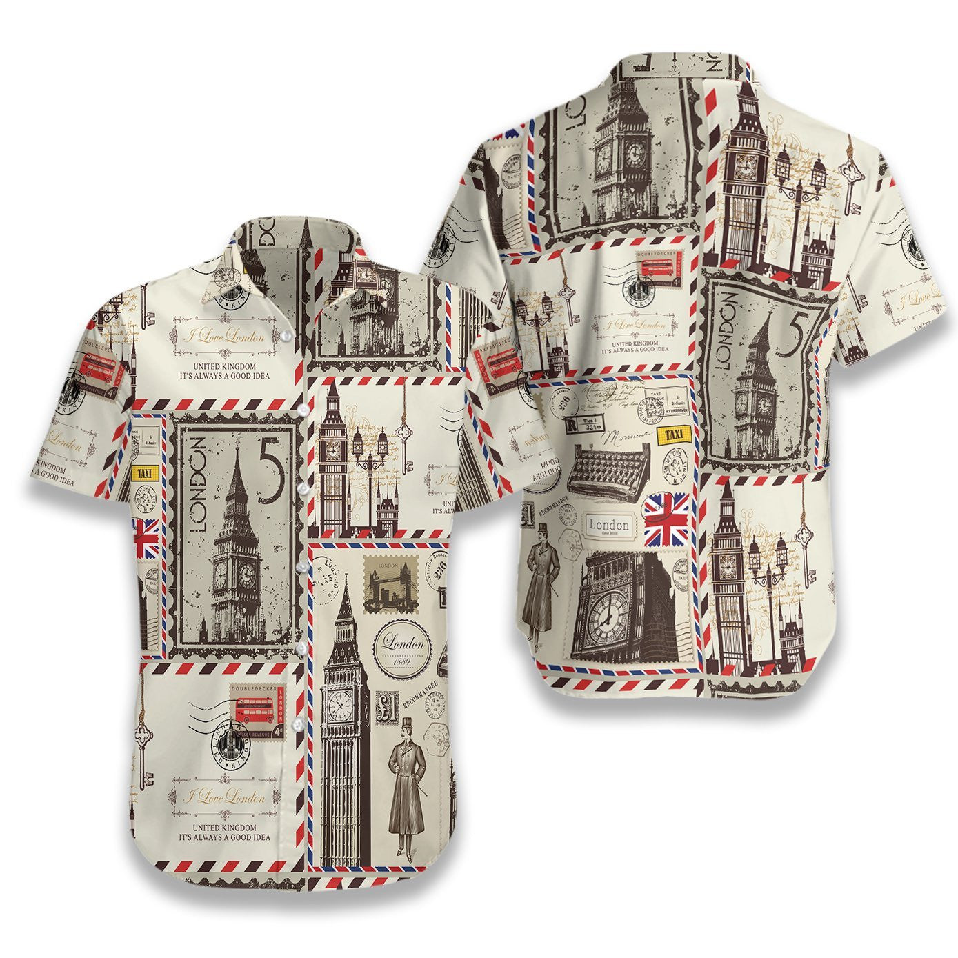 Vintage London Classic Pattern Pattern Hawaiian Shirt, Hwaiian For Gift
