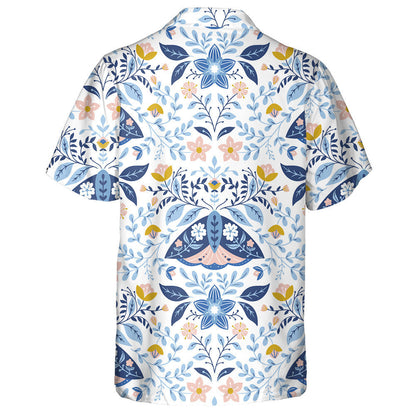 Theme Folk Art Moths And Flowers Hawaiian Shirt,Hawaiian Shirt Gift, Christmas Gift
