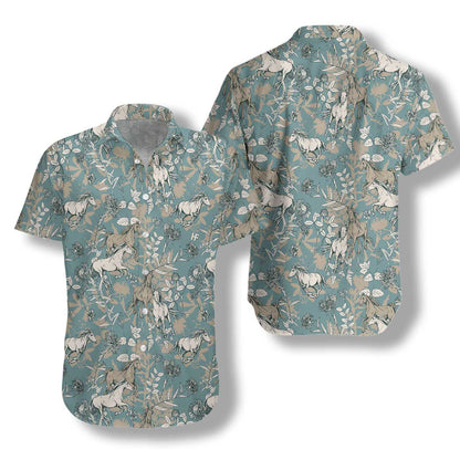 Drab Color Beautiful Horses Design Hawaiian Shirt,Hawaiian Shirt Gift, Christmas Gift
