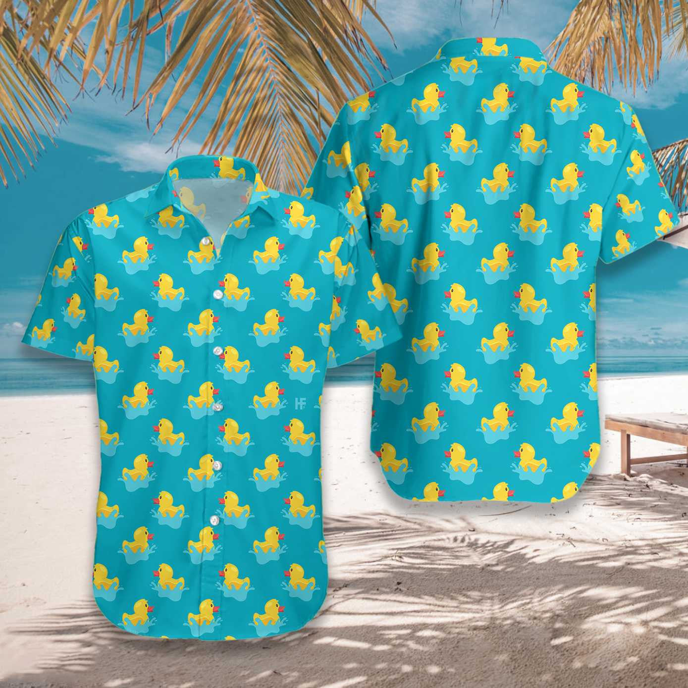 Sweet Little Duck Playing With Water Hawaiian Shirt,Hawaiian Shirt Gift, Christmas Gift