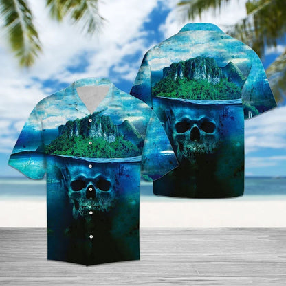 Awesome Nature Skull Island Deep Water Pattern Hawaiian Shirt, Hawaiian Shirt Gift, Christmas Gift