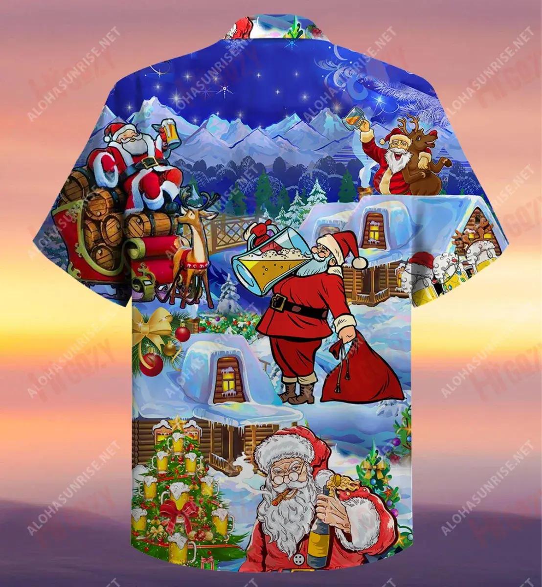 Beery Christmas Santa Claus Drinks Beer Short Hawaiian Shirt Ocean Short Sleeve Best Hawaiian Shirts Hawaiian Shirt Pattern, Hawaiian Shirt Gift, Christmas Gift