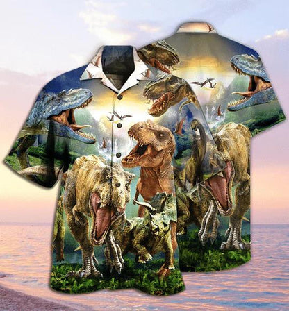 Lively Dinosaur Wild Jungle Gift For Animal Lovers Hawaiian Shirt, Hawaiian Shirt Gift, Christmas Gift