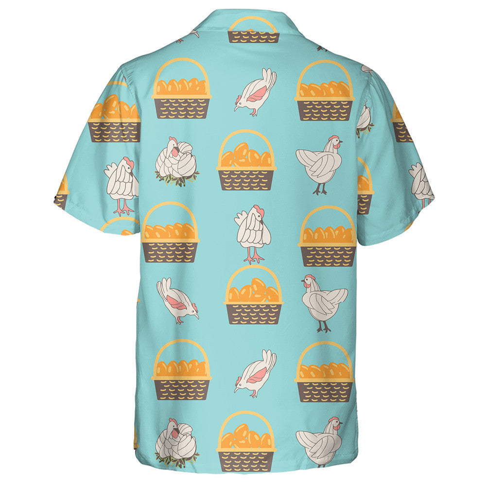 Funny Chicken And Basket With Eggs Hawaiian Shirt,Hawaiian Shirt Gift, Christmas Gift