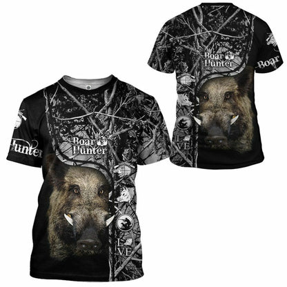 3D Wildschweinjäger Schwarz Benutzerdefinierte T-shirt Hoodie Bekleidung
