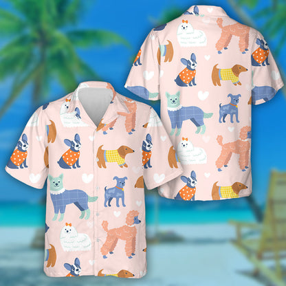 Funny Dogs Fashion Textured Clothes In Cute Outfits Hawaiian Shirt, Hawaiian Shirt Gift, Christmas Gift