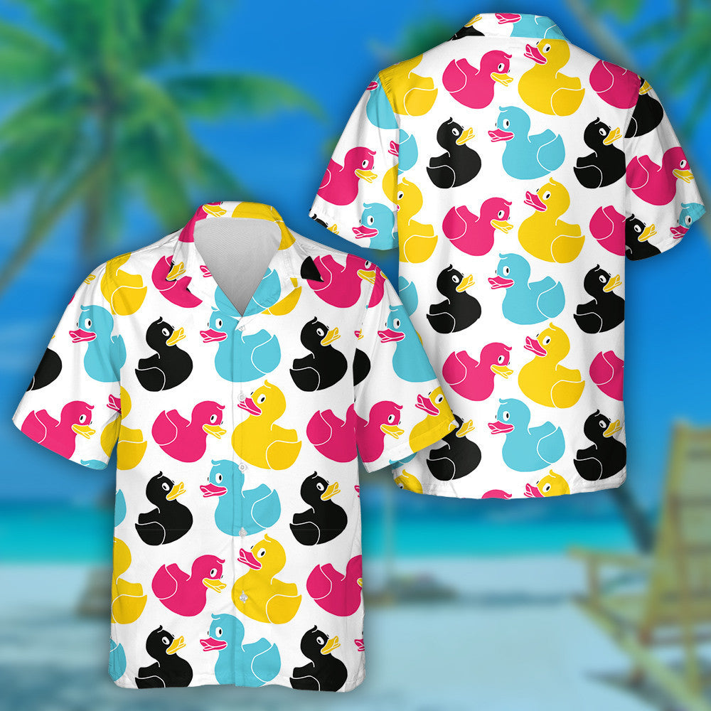 Hand Drawn Cute Duck Toys In White Background Hawaiian Shirt, Hawaiian Shirt Gift, Christmas Gift