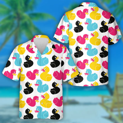Hand Drawn Cute Duck Toys In White Background Hawaiian Shirt, Hawaiian Shirt Gift, Christmas Gift