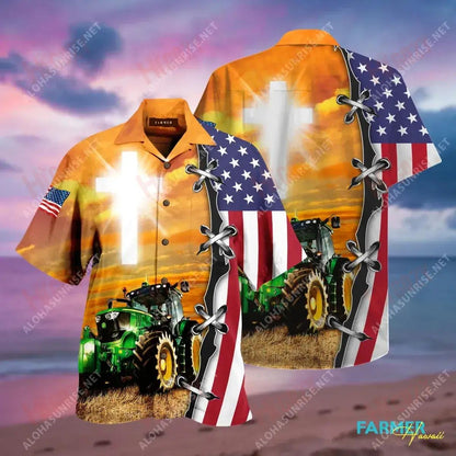 Proud To Be A Farmer Unisex Hawaiian Shirt Ocean Short Sleeve Custom Hawaiian Shirts Hawaiian Shirts For Men, Hawaiian Shirt Gift, Christmas Gift
